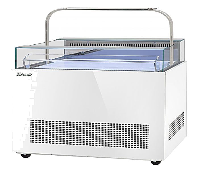 Turbo Air TOS-50NN-D-W 50 1/4" White Horizontal Open Display Merchandiser / Air Curtain Sandwich and Cheese Display Case – 1 Level with Top Shelf, 115v (Copy) - Donut-Equipment.com