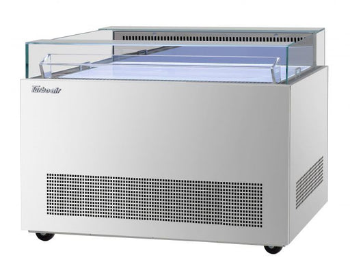 Turbo Air TOS-50NN-S 50 1/4" Stainless Steel Horizontal Open Display Merchandiser / Air Curtain Sandwich and Cheese Display Case – 1 Level, 115v - Bakery Wholesalers