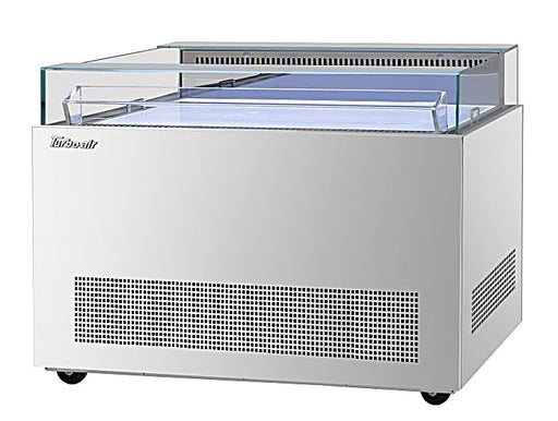 Turbo Air TOS-50NN-S 50 1/4" Stainless Steel Horizontal Open Display Merchandiser / Air Curtain Sandwich and Cheese Display Case – 1 Level, 115v - Donut-Equipment.com