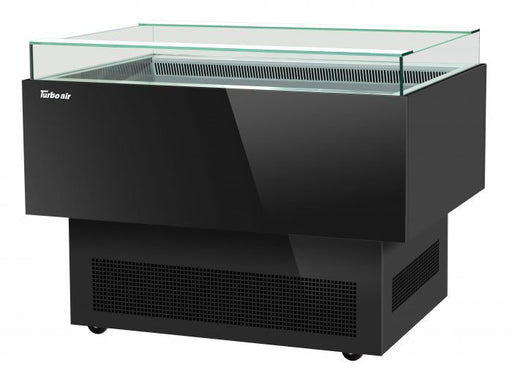 Turbo Air TOS-50PN-B 50" Black Horizontal Open Display Merchandiser / Air Curtain Sandwich and Cheese Display Case – 1 Level, 115v - Bakery Wholesalers
