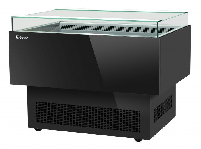 Turbo Air TOS-50PN-B 50" Black Horizontal Open Display Merchandiser / Air Curtain Sandwich and Cheese Display Case – 1 Level, 115v - Bakery Wholesalers