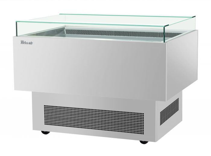 Turbo Air TOS-50PN-S 50" Stainless Steel Horizontal Open Display Merchandiser / Air Curtain Sandwich and Cheese Display Case – 1 Level, 115v - Bakery Wholesalers