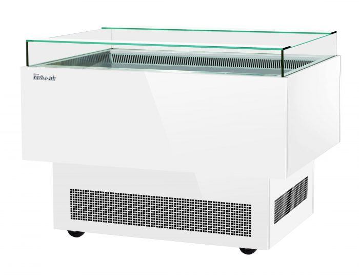 Turbo Air TOS-50PN-W 50" White Horizontal Open Display Merchandiser / Air Curtain Sandwich and Cheese Display Case – 1 Level, 115v - Bakery Wholesalers