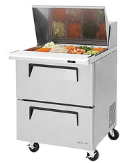 Turbo Air Super Deluxe TST-28SD-12-D2-N 28" 2 Drawer Mega Top Refrigerated Sandwich Prep Table - Donut-Equipment.com