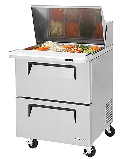 Turbo Air Super Deluxe TST-28SD-12-D2-N 28" 2 Drawer Mega Top Refrigerated Sandwich Prep Table - Donut-Equipment.com