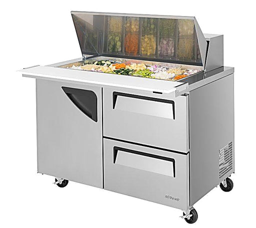 Turbo Air Super Deluxe TST-48SD-18-D2-N 48" 1 Door 2 Drawer Mega Top Refrigerated Sandwich Prep Table - Donut-Equipment.com