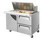 Turbo Air Super Deluxe TST-48SD-18-D2-N 48" 1 Door 2 Drawer Mega Top Refrigerated Sandwich Prep Table - Donut-Equipment.com