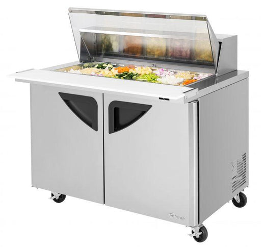 Turbo Air Super Deluxe TST-48SD-18-N-CL 48" 2 Door Refrigerated Mega Top Sandwich Prep Table with Clear Lid - Donut-Equipment.com