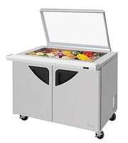 Turbo Air TST-48SD-18-N-GL 48" 2 Door Mega Top Hinged Glass Lid Refrigerated Sandwich Prep Table - Donut-Equipment.com