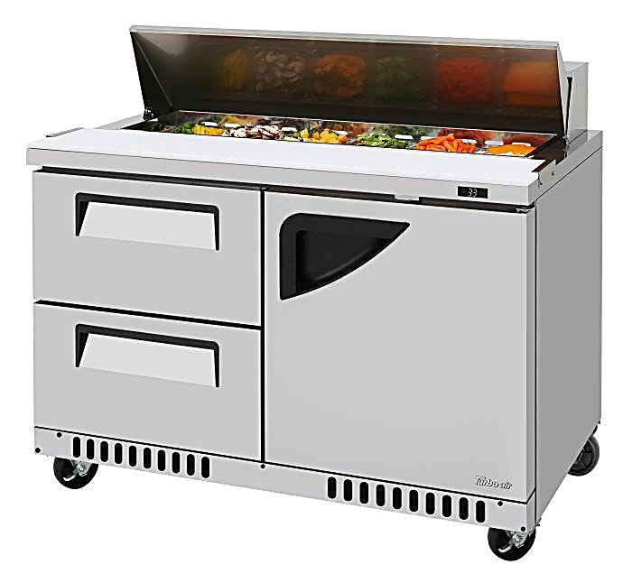 Turbo Air TST-48SD-D2R(L)-FB-N 48 1/4" Super Deluxe Mega Top Sandwich/Salad Prep Table - Donut-Equipment.com