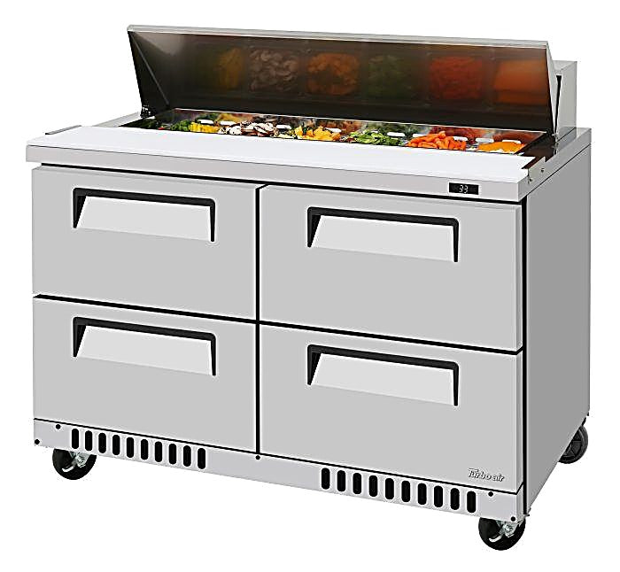 Turbo Air TST-48SD-D4-FB-N 48 1/4" Super Deluxe Mega Top Sandwich/Salad Prep Table - Donut-Equipment.com