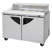 Turbo Air Super Deluxe TST-48SD-N-CL 48" 2 Door Refrigerated Sandwich Prep Table with Clear Lid - Donut-Equipment.com