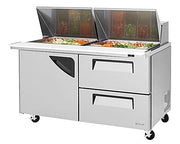 Turbo Air Super Deluxe TST-60SD-24-D2-N 60" 1 Door 2 Drawer Mega Top Refrigerated Sandwich Prep Table - Donut-Equipment.com