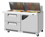 Turbo Air TST-60SD-24-D2R(L)-FB-N 60" Mega Top Sandwich Prep Table w/ 2 Drawers & 1 Door - Donut-Equipment.com