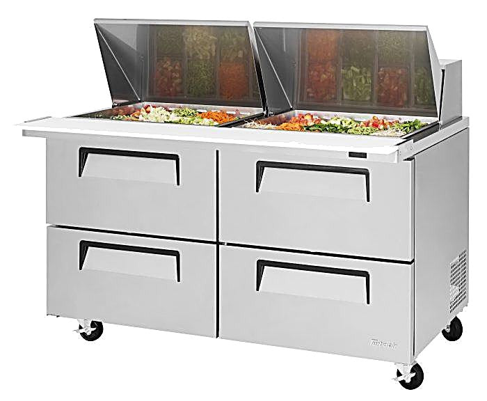 Turbo Air Super Deluxe TST-60SD-24-D4-N 60" 4 Drawer Mega Top Refrigerated Sandwich Prep Table - Donut-Equipment.com