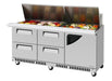 Turbo Air TST-72SD-30-D4R(L)-FB-N Super Deluxe 72" Mega Top Sandwich/Salad Prep Table with Door & Drawers - Donut-Equipment.com
