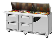 Turbo Air TST-72SD-30-D4R(L)-FB-N Super Deluxe 72" Mega Top Sandwich/Salad Prep Table with Door & Drawers - Donut-Equipment.com