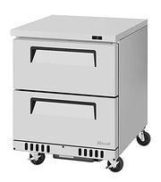 Turbo Air TUF-28SD-D2-FB-N 27 1/2" W Undercounter Freezer w/ 1 Section, 2 Drawers & Front Breathing - Donut-Equipment.com