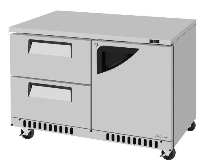 Turbo Air TUR-48SD-D2R(L)-FB-N 48 1/4" W Undercounter Refrigerator w/ 2 Drawers, 1 Door & Front Breathing - Bakery Wholesalers