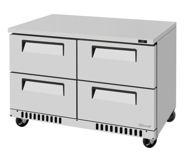 Turbo Air TUR-48SD-D4-FB-N 48 1/4" W Undercounter Refrigerator w/ 2 Sections, 4 Drawers & Front Breathing - Bakery Wholesalers
