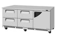 Turbo Air TUR-72SD-D4R(L)-FB-N 72 1/4" W Undercounter Refrigerator w/ 4 Drawers, 1 Door & Front Breathing - Bakery Wholesalers