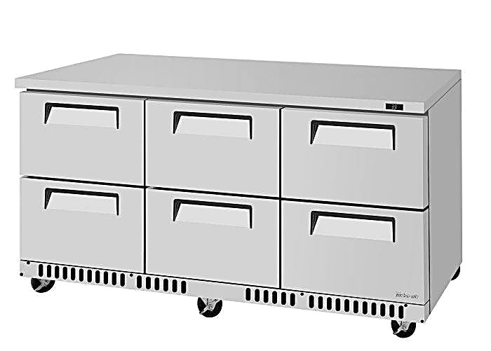 Turbo Air TUR-72SD-D6-FB-N 72 1/4" W Undercounter Refrigerator w/ 3 Sections, 6 Drawers & Front Breathing - Donut-Equipment.com