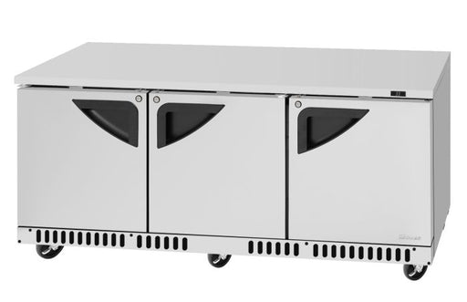 Turbo Air TUR-72SD-FB-N 72 1/4" W Undercounter Refrigerator w/ 3 Sections, Solid Doors & Front Breathing - Bakery Wholesalers