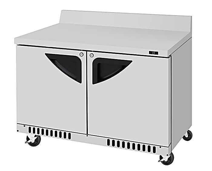 Turbo Air TWR-48SD-FB-N 48 1/4" Super Deluxe Worktop Refrigerator w/ (2) Sections, 2 Solid Doors, Front Breathing - Donut-Equipment.com