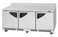 Turbo Air TWR-72SD-FB-N 72 5/8" Super Deluxe Worktop Refrigerator w/ (3) Sections, 3 Solid Doors, Front Breathing - Bakery Wholesalers