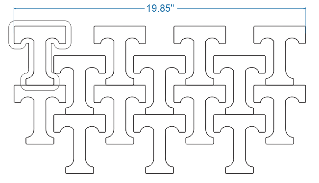3.5” x 4.0” “T” cutter aluminum by 4 across Rotary Cutter for Machine Use Bakery Wholesalers