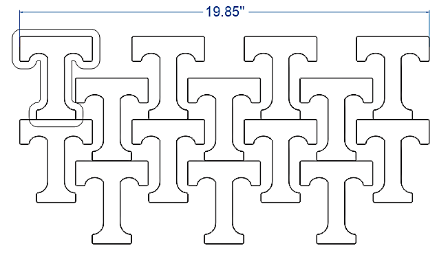 3.5” x 4.0” “T” cutter aluminum by 4 across Rotary Cutter for Machine Use Bakery Wholesalers