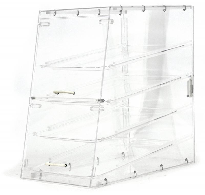 Omcan Acrylic Display Case with 4 Trays – Clear Countertop Bakery & Pastry Display Case