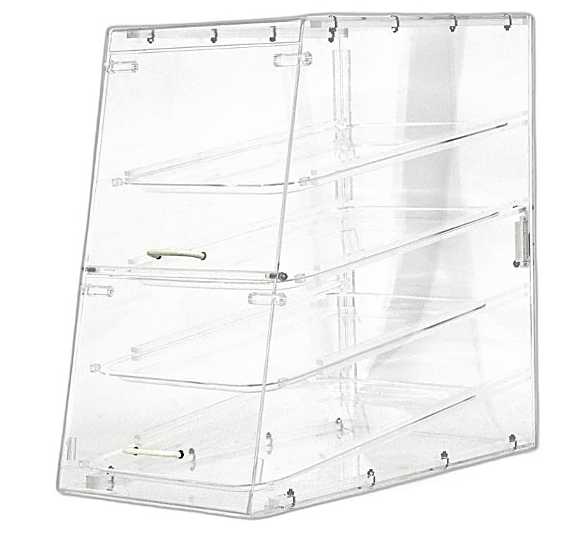Omcan Acrylic Display Case with 4 Trays – Clear Countertop Bakery & Pastry Display Case