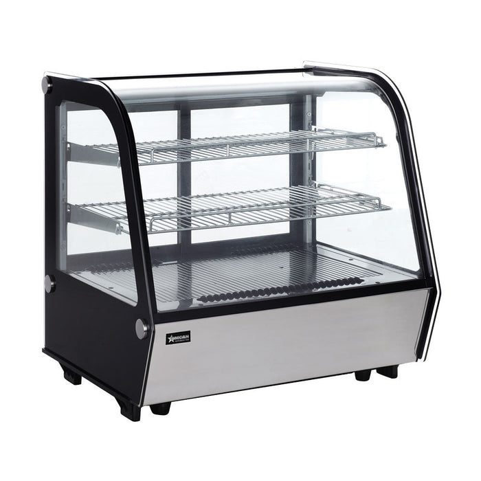 Omcan 27″ Countertop Refrigerated Display Case – 4.24 Cu. Ft. (120L), Two-Shelf Stainless Steel Bakery & Merchandising Display Cooler