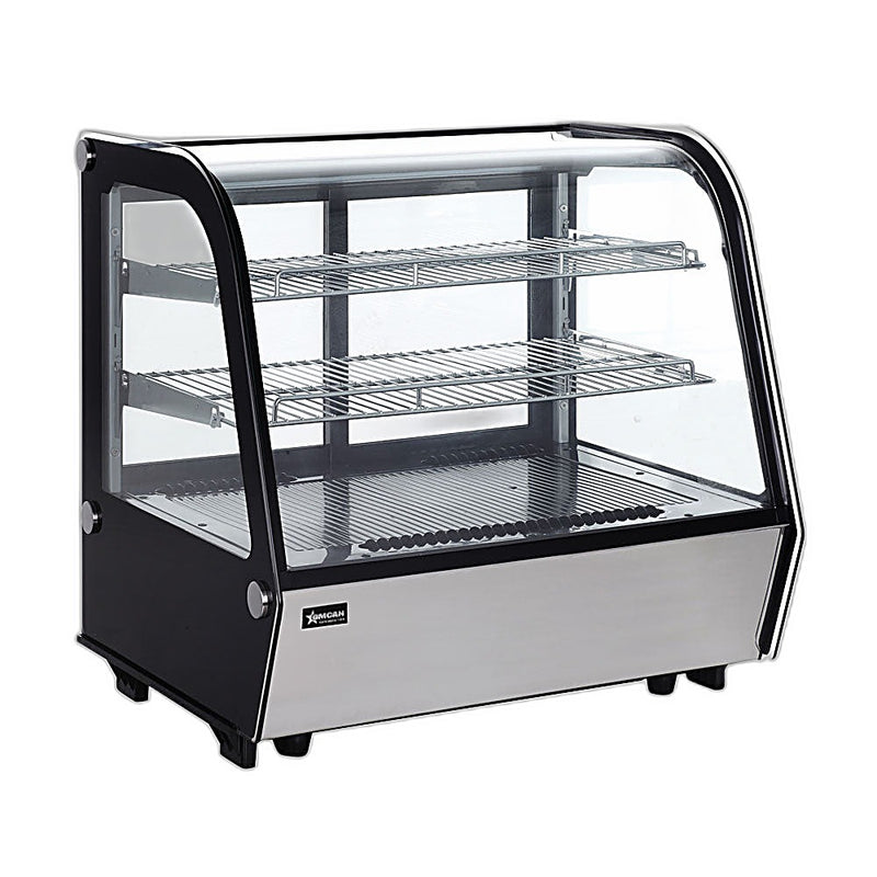 Omcan 27″ Countertop Refrigerated Display Case – 4.24 Cu. Ft. (120L), Two-Shelf Stainless Steel Bakery & Merchandising Display Cooler