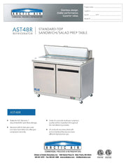 Arctic Air AST48R 48" Two Door Sandwich / Salad Prep Refrigerator Bakery Wholesalers