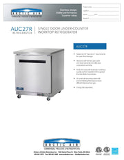 Arctic Air AUC27R 27" Under-counter Refrigerator Bakery Wholesalers