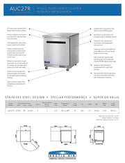 Arctic Air AUC27R 27" Under-counter Refrigerator Bakery Wholesalers