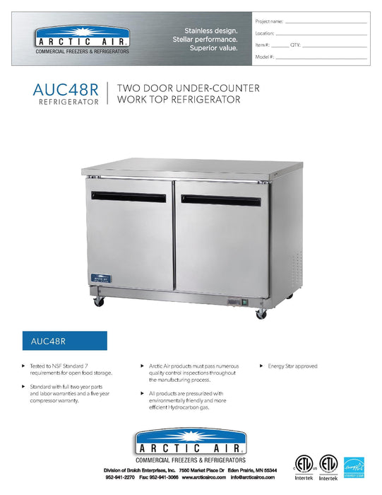 Arctic Air AUC48R Refrigerador bajo cubierta de 48"