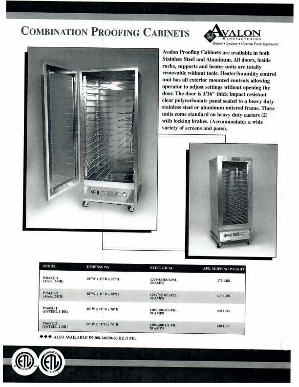 Avalon Aluminum Proofing Cabinet Two Door Right Side Hinge 120V / 1 Phase Bakery Wholesalers