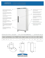 Arctic Air AWR25 White Single Door Reach In Refrigerator Bakery Wholesalers