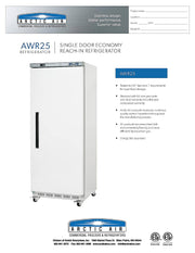 Arctic Air AWR25 White Single Door Reach In Refrigerator Bakery Wholesalers