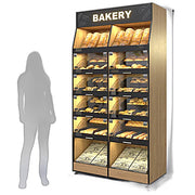 Palram Bakery Backwall Display System with Open Upper Compartments & Lower Storage – 40"W x 78"H x 20"D - Donut-Equipment.com