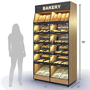 Palram Bakery Backwall Display Case with Upper & Lower Open Storage Compartments – 40"W x 78"H x 20"D - Donut-Equipment.com