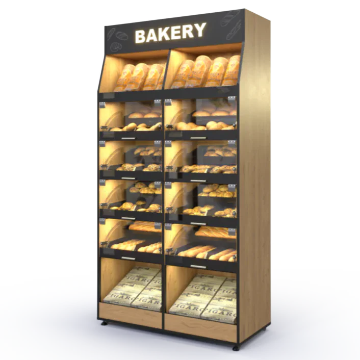 Palram Bakery Backwall Display Case with Upper & Lower Open Storage Compartments – 40"W x 78"H x 20"D - Donut-Equipment.com