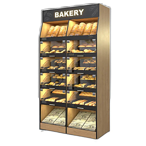 Palram Bakery Backwall Display Case with Upper & Lower Open Storage Compartments – 40"W x 78"H x 20"D - Donut-Equipment.com