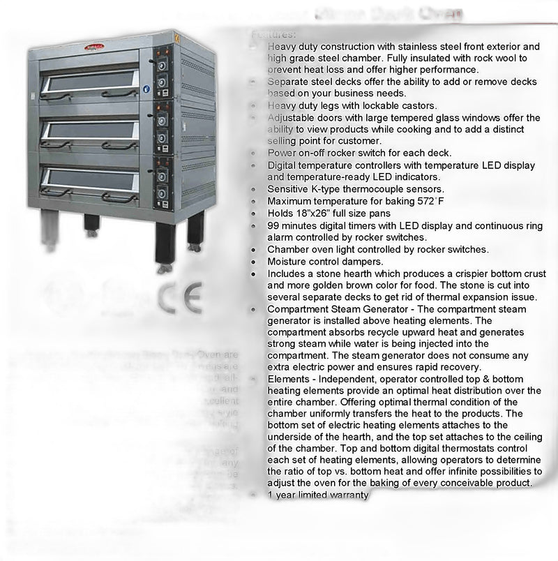 BakeMax Electric Artisan Stone Deck Ovens 4 Pan Wide, 1 to 4 decks Bakery Wholesalers
