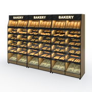 Palram Bakery Backwall Gondola Display System (3-Unit Set) with Open Compartments & Storage – 120"W Total (3 × 40"W x 78"H x 20"D, Up to 72 SKU Capacity) - Donut-Equipment.com