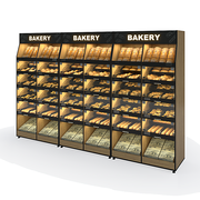 Palram Bakery Backwall Gondola Display System (3-Unit Set) with Open Compartments & Storage – 120"W Total (3 × 40"W x 78"H x 20"D, Up to 72 SKU Capacity) - Donut-Equipment.com