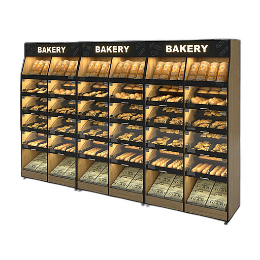 Palram Bakery Backwall Gondola Display System (3-Unit Set) with Open Compartments & Storage – 120"W Total (3 × 40"W x 78"H x 20"D, Up to 72 SKU Capacity) - Donut-Equipment.com